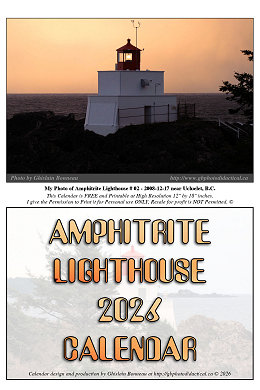 My 2026 CALENDAR - With My AMPHITRITE LIGHTHOUSE Photos
